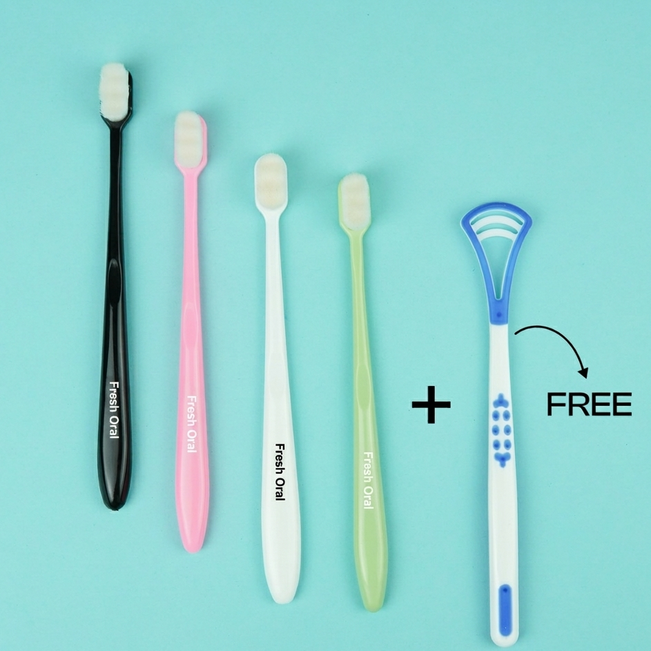 Fresh Oral - 4 Nano Toothbrush & Free Tongue Cleaner Deal