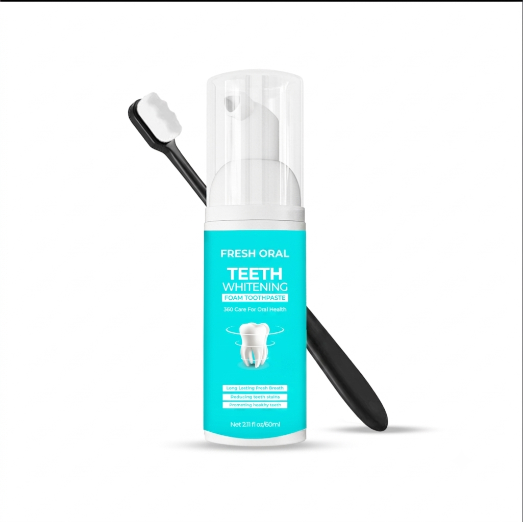 Fresh Oral - Mild Whitening Foam Toothpaste + Free Brush